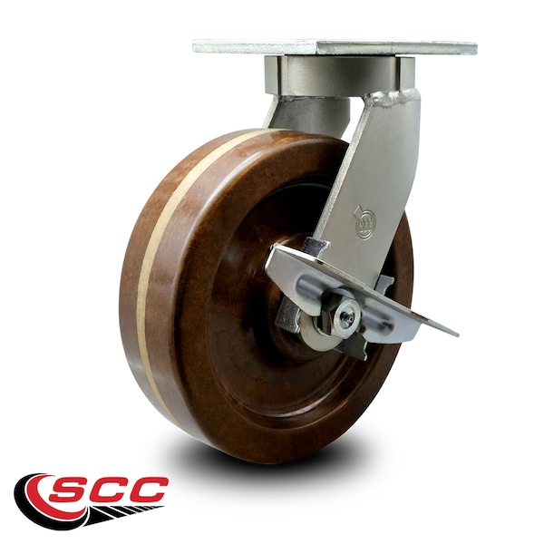 12 Inch Extra Heavy Duty High Temp Phenolic Wheel Swivel Caster with Brake SCC